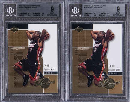 2002-03 Upper Deck Inspirations Gold #160A Dwyane Wade Rookie Cards (#/499) BGS-Graded Pair (2)